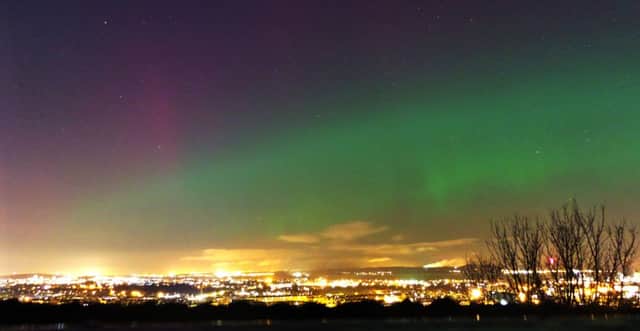 The Northern Lights as seen from Calton Hill, Edinburgh. Picture: Dr Victoria Ridley