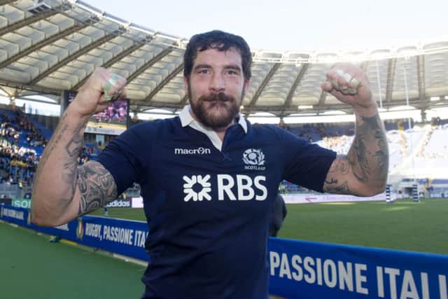 Jim Hamilton strikes a pose after Scotland's win over Italy. Picture: SNS