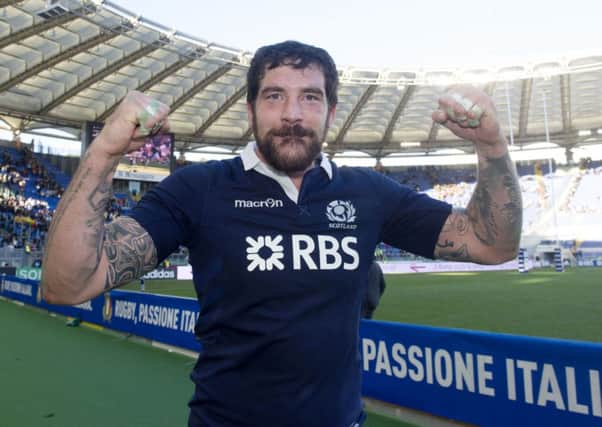 Jim Hamilton strikes a pose after Scotland's win over Italy. Picture: SNS
