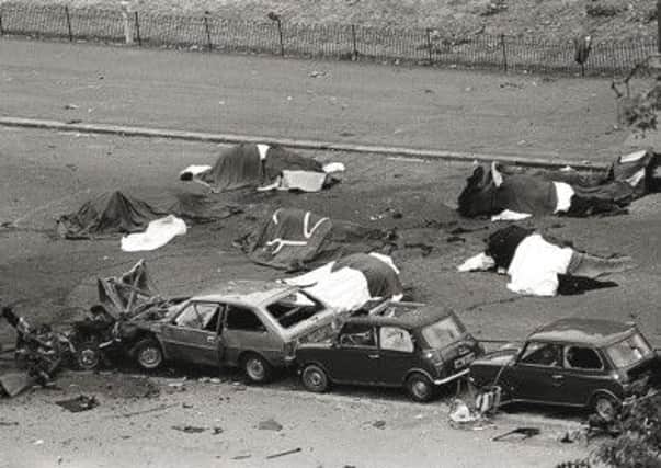 The scene of the aftermath of the 1982 Hyde Park bombing. Picture: PA