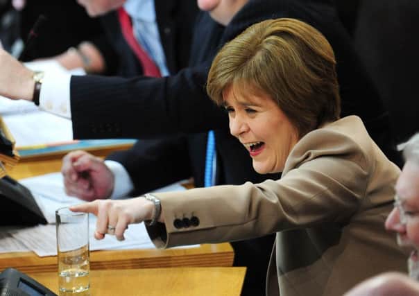 Nicola Sturgeon jeers at the SNP's Holyrood rivals. Picture: Ian Rutherford
