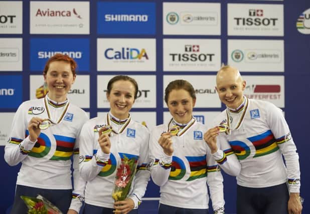 From left, Katie Archibald, Elinor Barker, Laura Trott and Joanna Rowsell. Picture: PA
