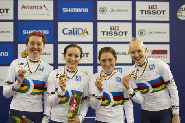 From left, Katie Archibald, Elinor Barker, Laura Trott and Joanna Rowsell. Picture: PA