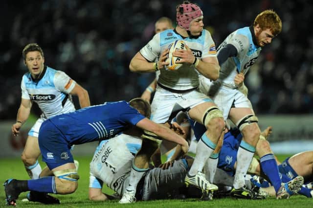 Tim Swinson looks to break a tackle for Glasgow. Picture: Piaras O Midheach / SPORTSFILE