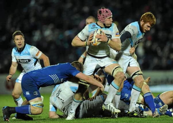 Tim Swinson looks to break a tackle for Glasgow. Picture: Piaras O Midheach / SPORTSFILE