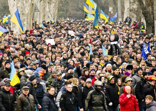 An anti-war rally in the Ukrainian Black Sea city of Odessa. Picture: Getty