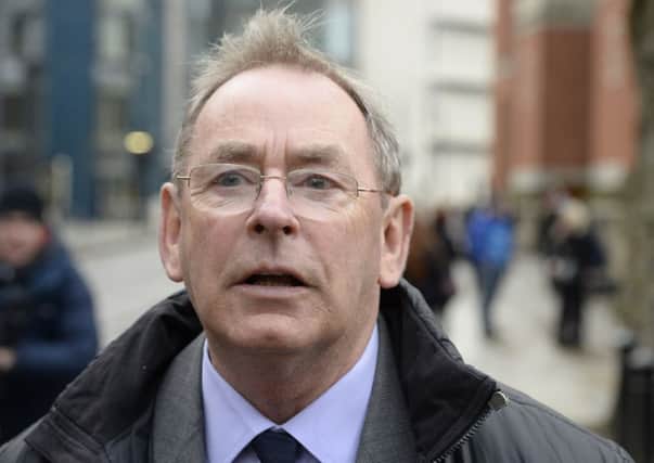 Former TV Weatherman Fred Talbot leaves Manchester Crown Court after pleading not guilty to ten counts. Picture: Getty