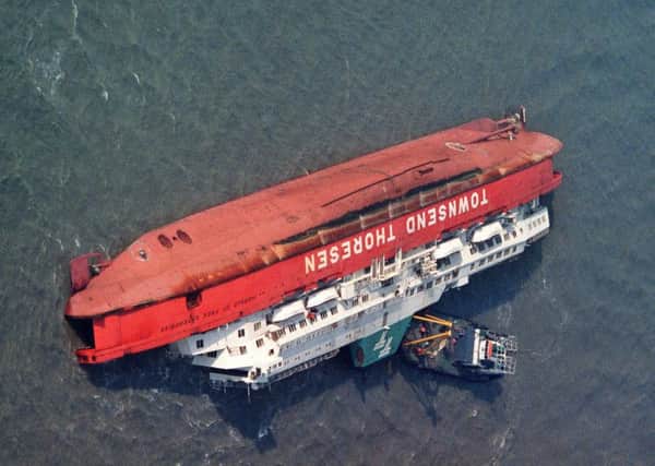 The Herald of Free Enterprise, which capsized and sank near Zeebrugge in 1987, killing 193. Picture: AFP/Getty
