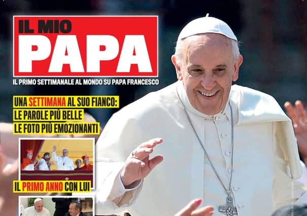 A new weekly magazine, My Pope, featured articles about Francis and a centrefold picture. Picture: AP