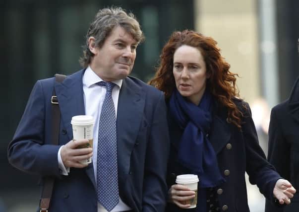 Rebekah Brooks arrives with her husband Charlie at the Old Bailey yesterday. Picture: Reuters