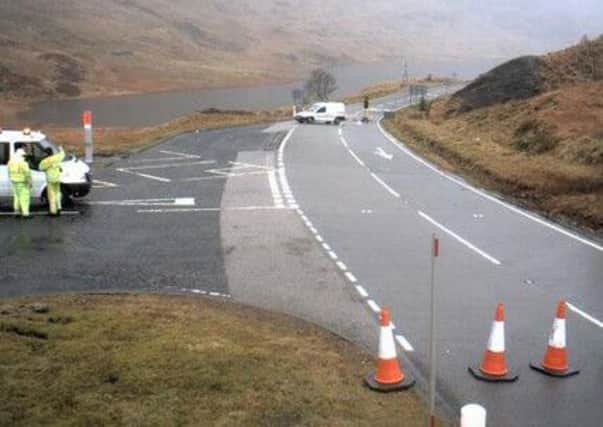 Workers prepare the diversion after a landslip. Picture: Traffic Scotland