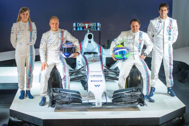 Williams Martini's (left-right) Susie Wolff, Valtteri Bottas, Felipe Massa and Felipe Nasr. Picture: PA