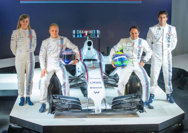 Williams Martini's (left-right) Susie Wolff, Valtteri Bottas, Felipe Massa and Felipe Nasr. Picture: PA