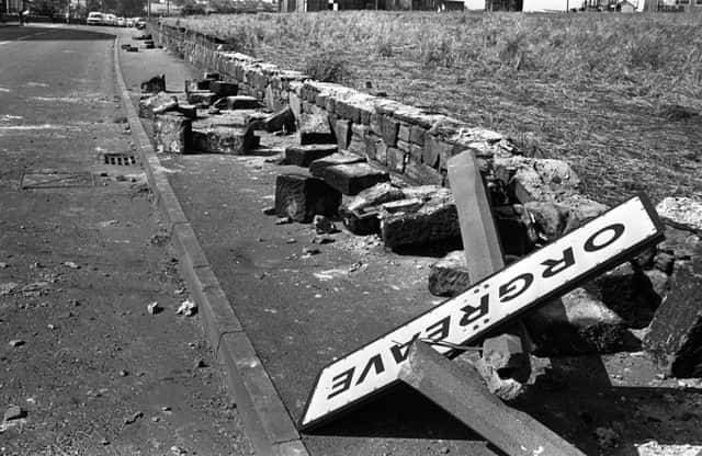 The aftermath of a riot near a coking  plant in Orgreave, South Yorkshire. Picture: PA