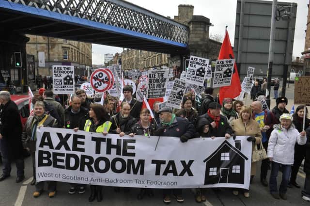Protesters march against the bedroom tax in Glasgow. Picture: Robert Perry