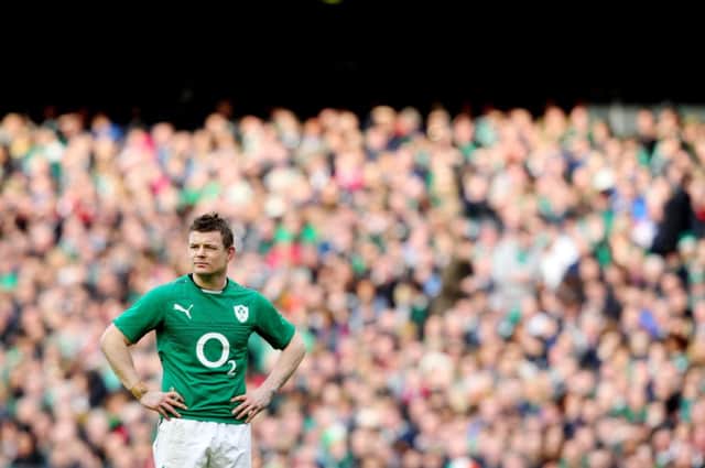 Ireland centre Brian O'Driscoll looks on during the match as he sets a new world-record for Test appearances. Picture: AFP