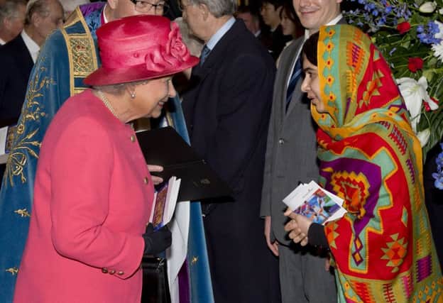 Malala Yousafzai met the Queen at the Commonwealth Day observance service. Picture: AFP/Getty