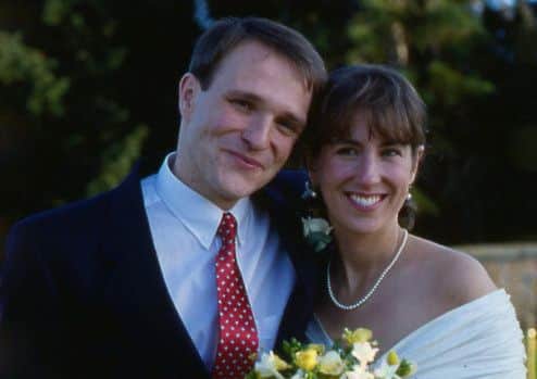 Kirsty Wark with husband Alan Clements on their wedding day