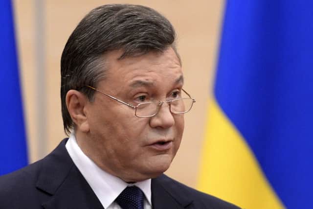 Ukraine's fugitive president Viktor Yanukovych speaks to the media in Rostov-on-Don, Russia. Picture: AP