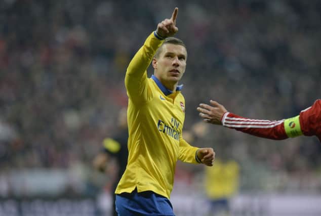Polish-born German striker Lukas Podolski scored Arsenal's equaliser. Picture: Getty