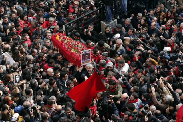 Mourners carry the coffin of Berkin Elvan during his funeral in Istanbul. Picture: Reuters