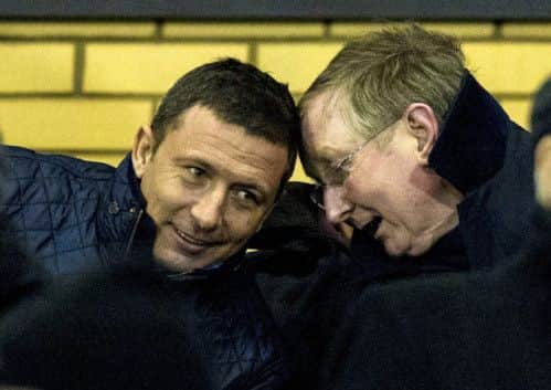 Aberdeen manager Derek McInnes and Ross County Director George Adams at the Caledonian Stdium. Picture: SNS