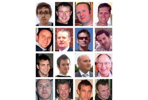 The 16 men killed in the crash. Picture: PA