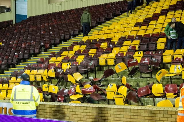 Rippedout seats at Fir Park in December bear testament to the potential for trouble on Friday nights. Picture: SNS