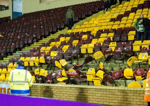 Rippedout seats at Fir Park in December bear testament to the potential for trouble on Friday nights. Picture: SNS