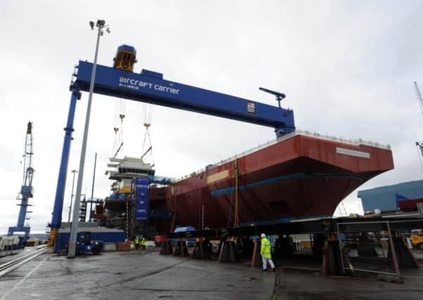 The HMS Queen Elizabeth at Babcock's Rosyth Dockyard, Fife, pictured last year. Picture: Jane Barlow