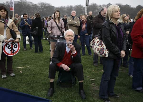 Tony Benn at a trade union rally in Hyde Park in 2011. Picture: PA
