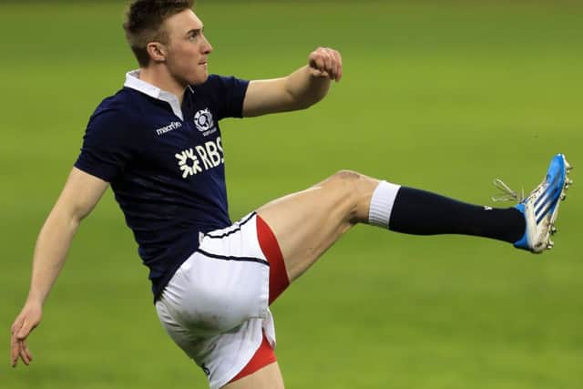 Scotland winger Dougie Fife takes part in kicking practice at the Millennium Stadium.  Picture: PA