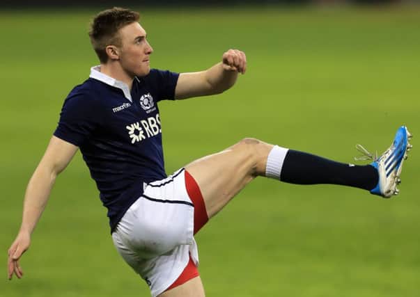 Scotland winger Dougie Fife takes part in kicking practice at the Millennium Stadium.  Picture: PA