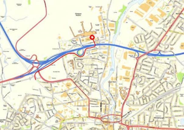 The proposed tram route seen here in red. Picture: Aecom