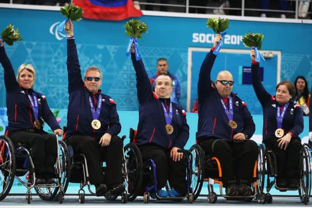 Great Britain celebrate their bronze medal. Picture: Getty