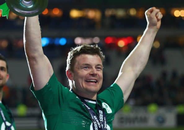 Brian O'Driscoll celebrates after the 22-20 win. Picture: Getty