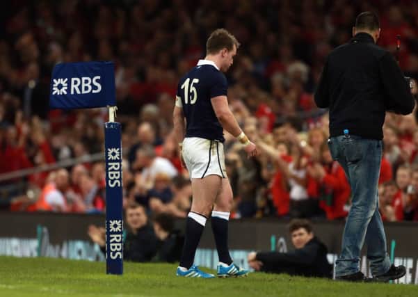 Stuart Hogg was sent off for a head-height shoulder charge on Wales' Dan Biggar. Picture: PA