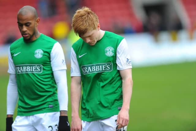 Danny Haynes, left, and Duncan Watmore cut dejected figures. Picture: Robert Perry