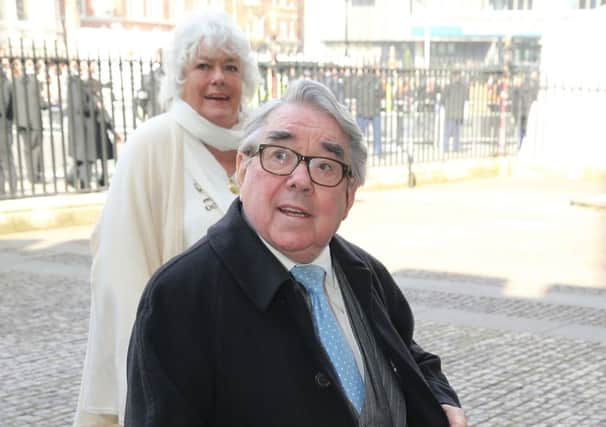 Ronnie Corbett and wife Anne at Sir David Frosts memorial service. Picture: Getty