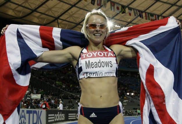Jenny Meadows celebrates winning the bronze medal in the final of the Women's 800m during the World Athletics Championships in Berlin in 2009 Picture: AP