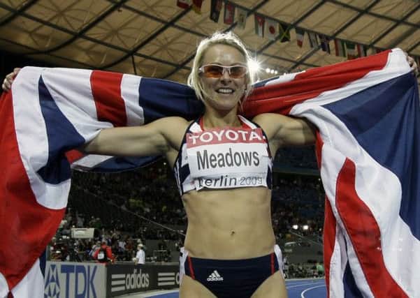 Jenny Meadows celebrates winning the bronze medal in the final of the Women's 800m during the World Athletics Championships in Berlin in 2009 Picture: AP