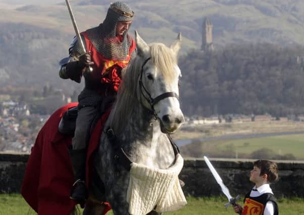 Roy Murray (King Edward) and William Gilchrist as (Robert the Bruce), launch Bannockburn Live. Picture: Greg Macvean