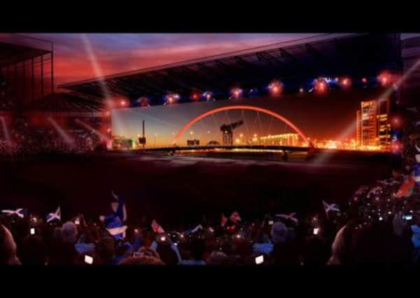 An artist's impression of the big screen in situ at Celtic Park. Picture: PA