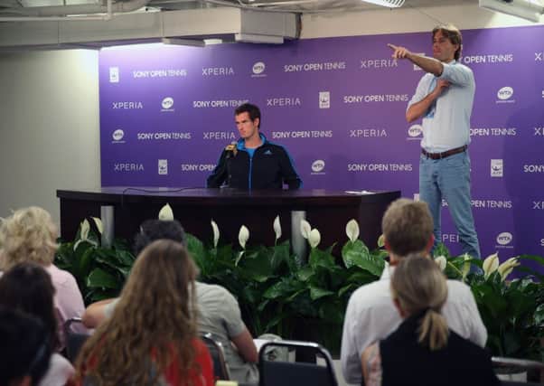 Andy Murray fields questions prior to launching the defence of his Sony Open title. Picture: Getty