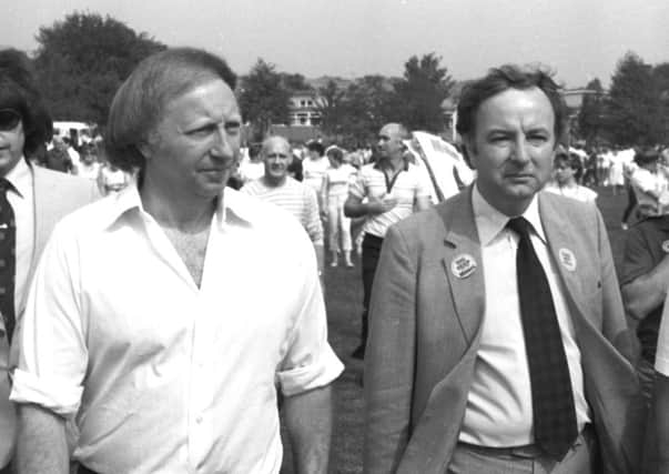 George Foulkes, right, with Arthur Scargill at a rally in Cumnock in 1984. Picture: Donald MacLeod