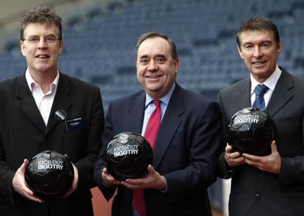Tony Higgins, Alex Salmond and Gordon Smith launch the Anti-Bigotry campaign in 2007. Picture: PA Wire