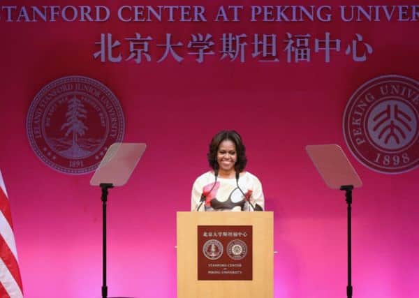 Michelle Obama told students in Beijing that freedom of speech and access to information should be universal rights. Photograph: Getty