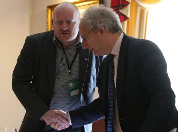 Henry McLeish, right, with Labour for Independence leader Allan Grogan. Picture: PA