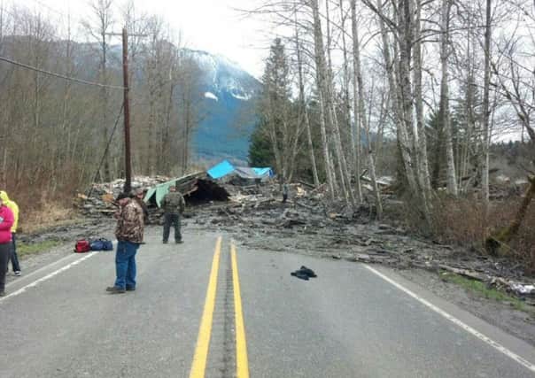 Debris from a house that was hit by a mudslide on Highway 530 in Washington. Picture: Getty