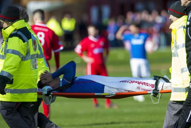 Ian Black is stretchered off in Rangers' win over Brechin. Picture: SNS